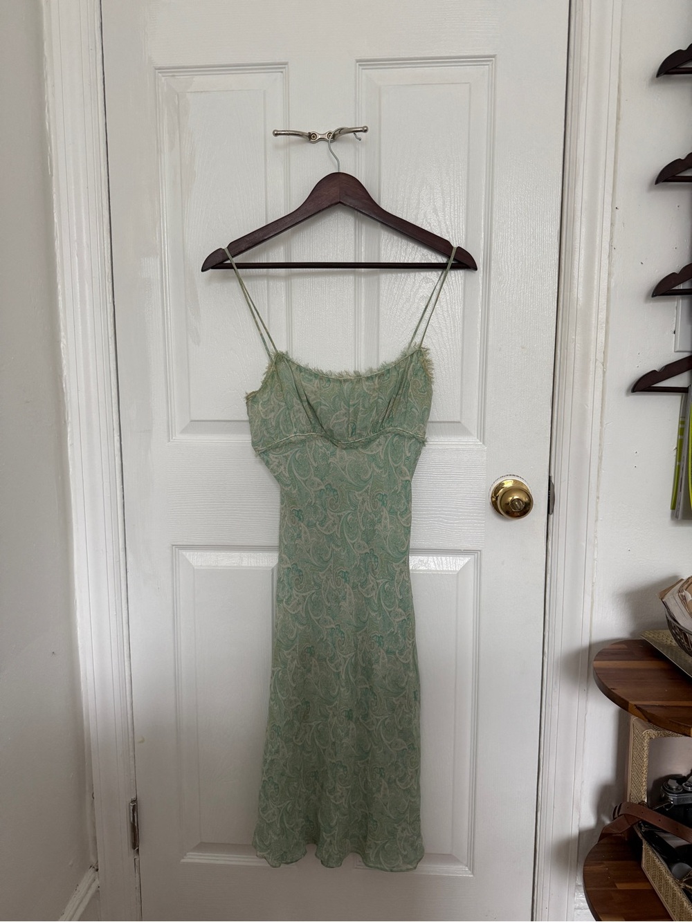 Vintage Y2K Mint Paisley Midi Slip Dress